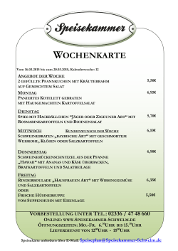 WOCHENKARTE - Speisekammer Schwelm