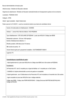 fiche de poste pezenas - Bourse Interminist&eacute;rielle de l`emploi public