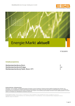 11.03.2015 2 3-4 5 Inhaltsverzeichnis Marktpreisentwicklung