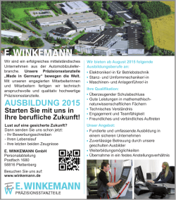 AUSBILDUNG 2015 - E. Winkemann GmbH & Co. KG
