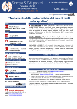 “Trattamento delle problematiche dei tessuti molli nello sportivo”