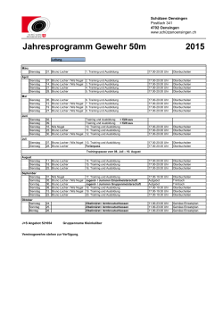 Jahresprogramm Gewehr 50m 2015