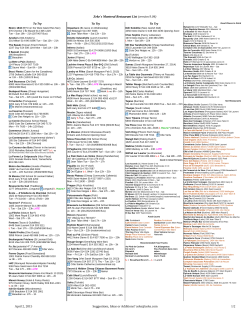 Zeke`s Montreal Restaurant List (version 9.04) April 2, 2015