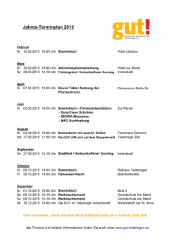 Jahres-Terminplan 2015