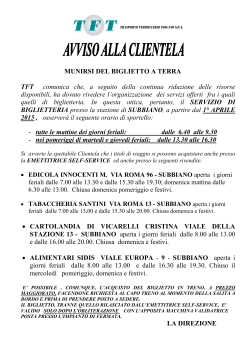 Nuovo Orario Biglietterie di Subbiano, Bibbiena e P. Stia dal 01