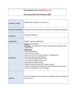 Mod&egrave;les VAR: Pratique avec EViews 7.1 Laboratoire de