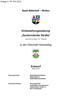 Einbeziehungssatzung &bdquo;Zscherndorfer Stra&szlig;e&ldquo; - Stadt Bitterfeld