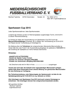 Einladung Sparkassen Cup 2015