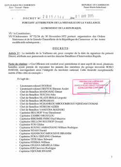 IDU01 AVR 2015, - Pr&eacute;sidence de la R&eacute;publique