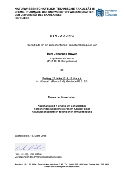 Johannes Huwer - Universit&auml;t des Saarlandes
