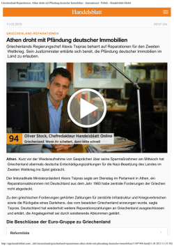 Griechenland-Reparationen: Athen droht mit