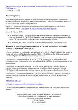 Notification de dirigeants, de dirigeants effectifs et de responsables