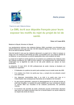 Le SML écrit aux députés français pour leurs exposer les motifs du