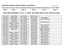 Neue Zeit ab Oktober: 15.15 - 17.15Uhr (die Helfer bitte 10 min