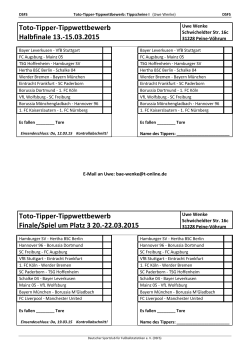 Toto-Tipper-Tippwettbewerb Halbfinale 13.-15.03.2015 Toto