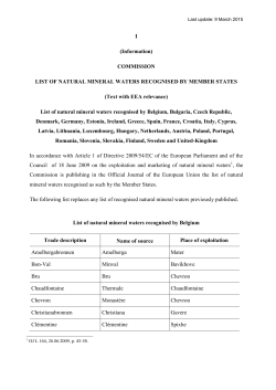 Liste natürlicher Mineralwässer aus dritten Ländern (37 Quellen)