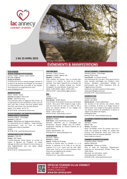 1 AU 15 AVRIL 2015 - Office de Tourisme du Lac d`Annecy