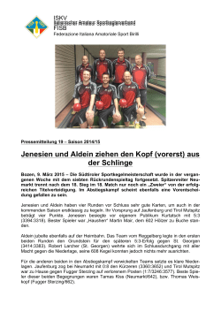 Jenesien und Aldein ziehen den Kopf (vorerst) aus der