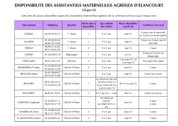 DISPONIBILITE DES ASSISTANT(E)S MATERNEL(LE)S