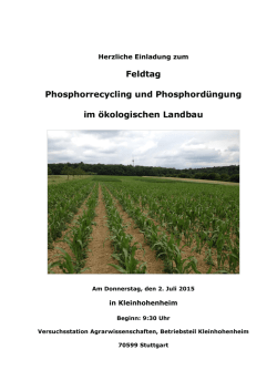 Feldtag Phosphorrecycling und Phosphordüngung im - IMPROVE-P