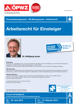 Dr. Wolfgang Auner Arbeitsrecht für Einsteiger