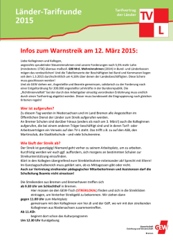 Infos zum Warnstreik am 12. M&auml;rz 2015: