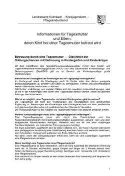 Informationen f&uuml;r Tagesm&uuml;tter und Eltern betreuter Kinder