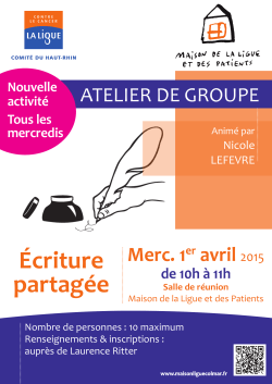 ATELIER DE GROUPE Merc. 1er avril 2015