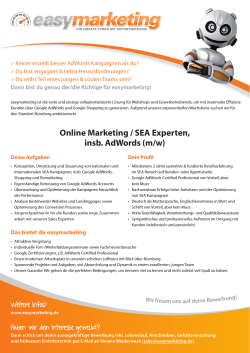 Online Marketing / SEA Experte (m/w)