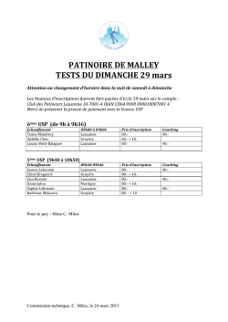 Horaire tests du club du 29.03.15