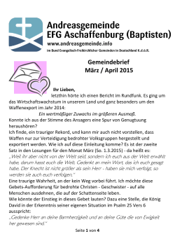 Gemeindebrief März / April 2015