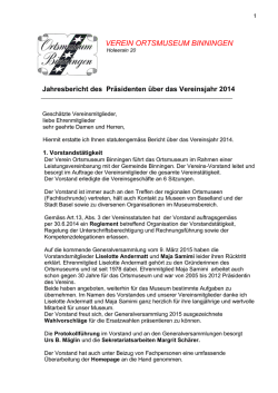 VEREIN ORTSMUSEUM BINNINGEN