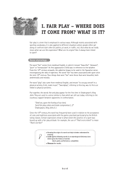 i. fair play &ndash; where does it come from?