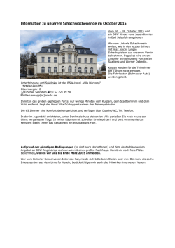 Information zu unserem Schachwochenende im Oktober 2015