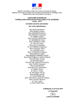 Liste d`admisibilité externe CEPJ 2015