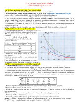 Ch.16 : TEMPS ET EVOLUTION CHIMIQUE Exercices 14p276