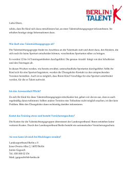 Infos zu Talensichtungsgruppen f. Eltern