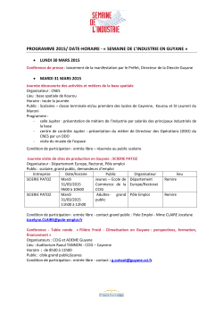 Programme Semaine de l`industrie Guyane - 2015