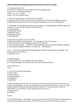 Klausur Klinische Psychologie (Lincoln) Wintersemester 2014/15 1