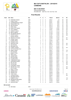 IBU CUP 8 BIATHLON – 2014/2015 CANMORE Final Results