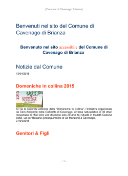 Benvenuti nel sito del Comune di Cavenago di Brianza Notizie dal