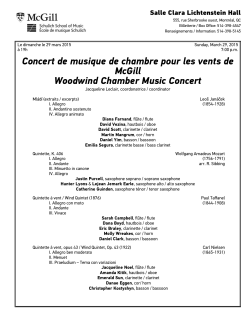 Concert de musique de chambre pour les vents de McGill