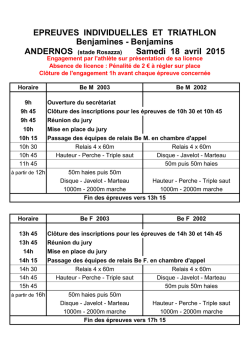 Horaire - stade cubzaguais athletisme