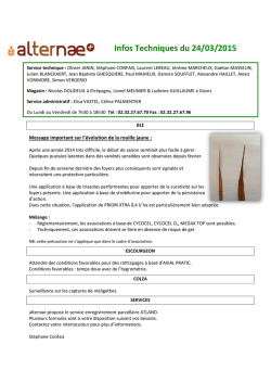 Infos Techniques du 24/03/2015