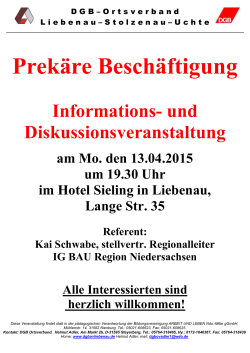 Prekäre Beschäftigung - DGB Ortsverband Liebenau-Stolzenau