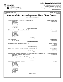 Concert de la classe de piano / Piano Class Concert
