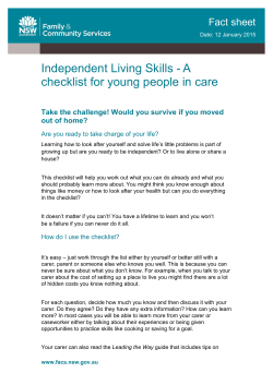 Independent Living Skills - NSW Department of Community Services