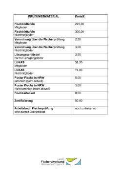 PRÜFUNGSMATERIAL Preis/€ Fischbildtafeln Mitglieder 225,00