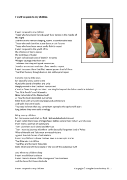 Ms Vangi Gantsho - Poem I want to speak to my children