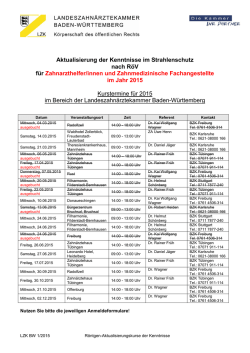 Aktualisierung der Kenntnisse im Strahlenschutz nach RöV für
